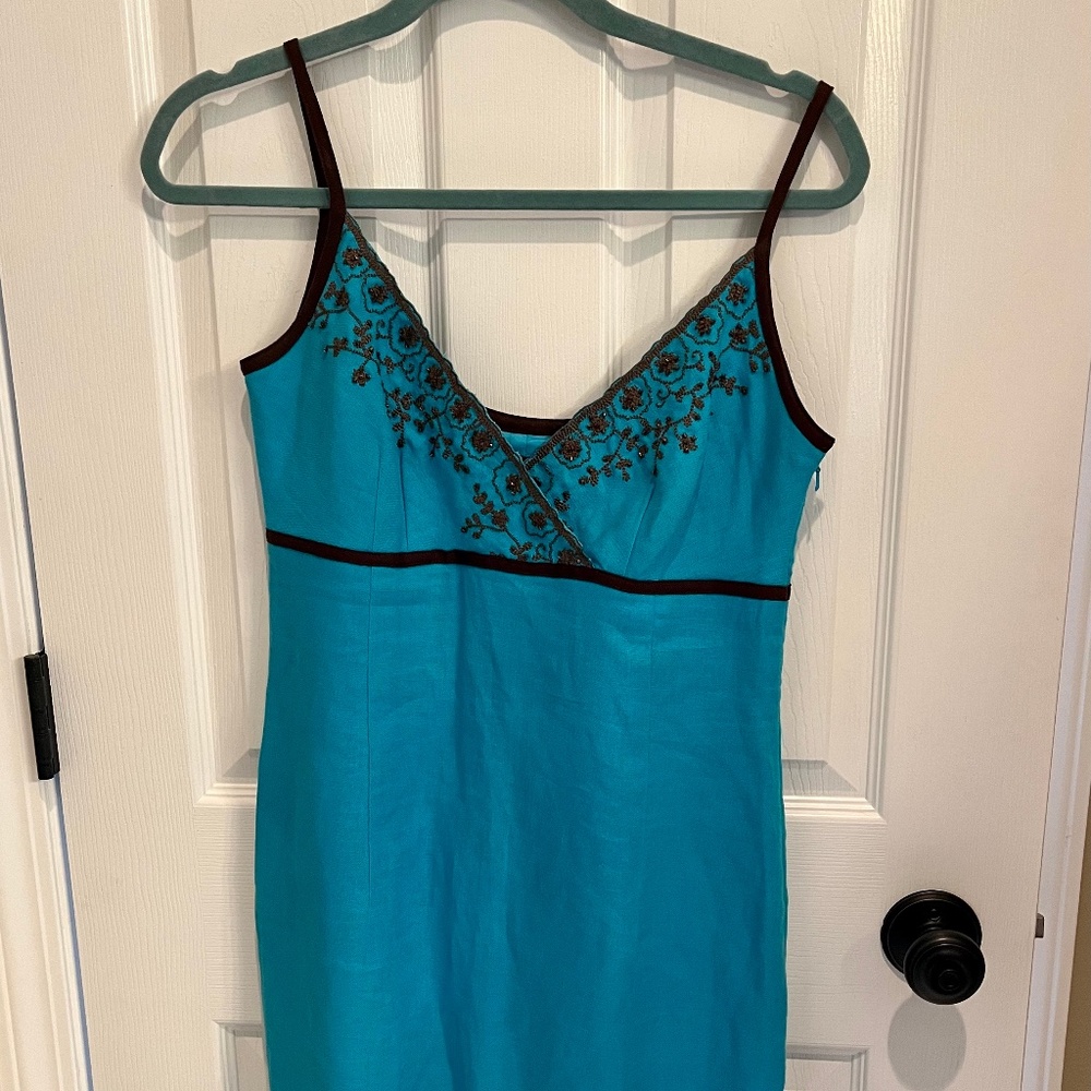 Turquoise Linen Dress